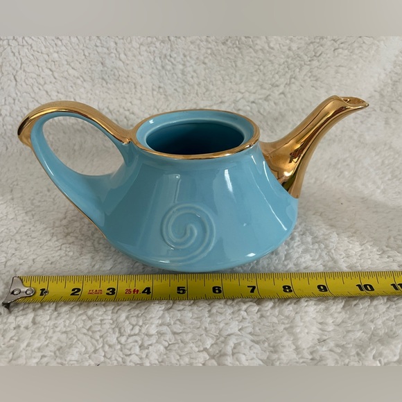 PEARL CHINA Co.(GUARANTED 22k GOLD TRIM) TEA POT ROBIN EGG BLUE, VINTAGE, NO LID - Picture 11 of 12
